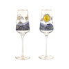 Goebel - Vincent Van Gogh | Champagne glas Sterrennacht set 2 stuks | Glas - 23cm - met echt goud - 100ml