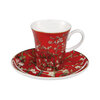 Goebel - Vincent van Gogh | Kop en schotel Espresso Amandelboom rood | Porselein - 12cm - 100ml - met echt goud - 2 stuks