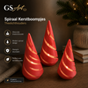 GSArt Spiraal Kerstboompjes Theelichthouders &ndash; Set van 3 met LED Theelichtjes - Scharlaken Rood
