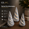GSArt Spiraal Kerstboompjes Theelichthouders &ndash; Set van 3 met LED Theelichtjes - Glanzend Zilver