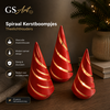 GSArt Spiraal Kerstboompjes Theelichthouders &ndash; Set van 3 met LED Theelichtjes - Glanzend Candy Red