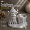 GSArt Teelichthalter Schottisches Hochlandrind Winter &ndash; inkl. LED-Teelicht - Zijde Zilver