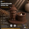 GSArt Theelichthouder Winter Kat &ndash; Inclusief LED-kaarsje - Chocoladebruin