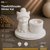 GSArt Theelichthouder Winter Kat &ndash; Inclusief LED-kaarsje - Mat Wit