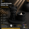 GSArt Theelichthouder Winter Kat &ndash; Inclusief LED-kaarsje - Mat Zwart
