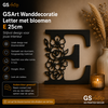 GSArt Wanddecoratie Letter met Bloemen &ndash; 25 cm - E