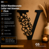 GSArt Wanddecoratie Letter met Bloemen &ndash; 25 cm - V