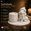 GSArt Theelichthouder Winter Hond Teckel &ndash; Winterdecoratie met LED-licht - Mat Wit
