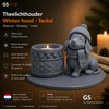 GSArt Theelichthouder Winter Hond Teckel &ndash; Winterdecoratie met LED-licht - Mat As grijs