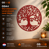 GSArt Wanddecoratie Levensboom Rond 24 cm &ndash; Muurdecoratie Tree of Life &ndash; 3D Geprint - Mat Donkerrood