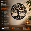 GSArt Wanddecoratie Levensboom Rond 24 cm &ndash; Muurdecoratie Tree of Life &ndash; 3D Geprint - Mat Zwart
