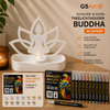 GSArt Schilder je eigen Theelichthouder Buddha &ndash; Inclusief 12 Metallic Acryl Brush Markers &amp; LED