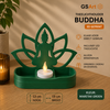 GSArt Theelichthouder Buddha 19cm &ndash; Lotus &ndash; Inclusief LED Theelichtje - Maretak Groen
