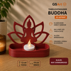 GSArt Theelichthouder Buddha 19cm &ndash; Lotus &ndash; Inclusief LED Theelichtje - Mat Donkerrood
