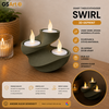 GSArt Theelichthouder Swirl &ndash; 3D Geprint &ndash; Inclusief 3 LED Theelichtjes - Mat Donkergroen