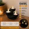 GSArt Theelichthouder Swirl &ndash; 3D Geprint &ndash; Inclusief 3 LED Theelichtjes - Mat Zwart
