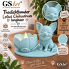 GSArt Theelichthouder Lotus Chihuahua Langhaar Hond &ndash; 3D Geprint &ndash; Inclusief LED Theelichtje - Mat IJsblauw