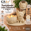 GSArt Theelichthouder Lotus Chihuahua Langhaar Hond &ndash; 3D Geprint &ndash; Inclusief LED Theelichtje - Mat Woestijnbeige