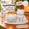 GSArt Theelichthouder Lotus Britse Korthaar Kat &ndash; LED &ndash; Mat Wit