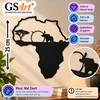 GSArt Wanddecoratie Afrika 25 cm &ndash; Olifant en Savanne &ndash; 3D Geprint - Mat Zwart
