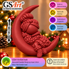 GSArt Knitted Look Meisje op Maan 14 cm &ndash; Kerstdecoratie Beeldje - Mat Donkerrood