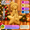 GSArt Knitted Look Meisje op Ster 18 cm &ndash; Kerstdecoratie Beeldje - Basic Goud