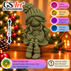 GSArt Knitted Look Zittend Meisje 15 cm &ndash; Kerstdecoratie Beeldje - Mat Donkergroen