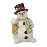 Goebel - Kerst | Decoratief beeld / figuur Sneeuwpop Heldere winteravond | Aardewerk - 11cm