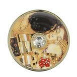 OP=OP Goebel - Gustav Klimt | Broche De Kus | Porselein, 5cm, met glaskristallen
