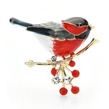 Broche 002 vogel op tak rood