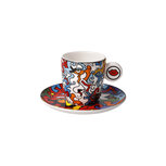 Goebel - Billy The Artist | Kop en schotel Espresso Evolution of Love I | Porselein - 12cm - 100ml - 2 stuks