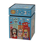 Goebel - James Rizzi | Theedoos Summer in the City| Bewaardoos - 11cm - Pop Art - 4 stuks