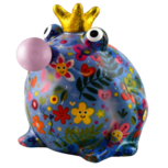 Pomme Pidou Spaarpot Kikker Freddy Bubblegum Medium 002 (17x15x17cm - Keramiek)