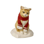 Goebel - No&euml;l | Statue d&eacute;corative Chat Combat de boules de neige | Fa&iuml;ence - 7cm
