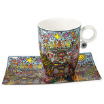 Goebel - James Rizzi | Kop en schotel Remenber those Cool Coal Days | Porselein - 19cm - 400ml