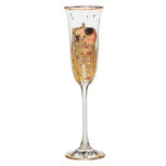 Goebel - Gustav Klimt | Champagne glas De Kus | Glas - 24cm - met echt goud - 100ml - 2 stuks