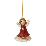 Goebel - Kerst | Kersthanger Engel Winterplezier rood | Aardewerk - 7cm - 2025