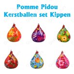 Pomme Pidou Kerstballen set Kippen (6 stuks)