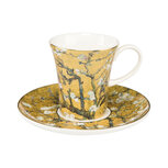 Goebel - Vincent van Gogh | Kop en schotel Espresso Amandelboom goud | Porselein - 12cm - 100ml - met echt goud - 2 stuks