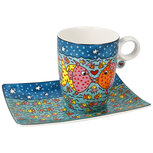 Goebel - James Rizzi | Kop en schotel Family of Fish | Porselein - 19cm - 400ml