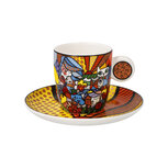 Goebel - Romero Britto | Kop en schotel Espresso Garden| Porselein - 12cm - 100ml - 2 stuks