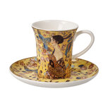 Goebel - Gustav Klimt | Kop en schotel Dame met waaier | Porselein - 100ml - 2 stuks