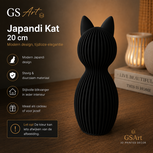 GSArt Japandi Kat 20 cm &ndash; Modern 3D Geprint Decoratiebeeld - Mat Zwart