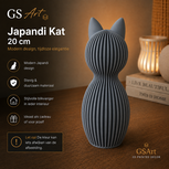 GSArt Japandi Kat 20 cm &ndash; Modern 3D Geprint Decoratiebeeld - Mat Asgrijs