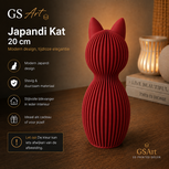 GSArt Japandi Kat 20 cm &ndash; Modern 3D Geprint Decoratiebeeld - Mat Donker rood