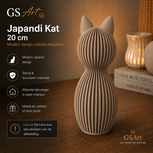 GSArt Japandi Kat 20 cm &ndash; Modern 3D Geprint Decoratiebeeld - Mat Latte bruin