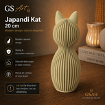 GSArt Japandi Kat 20 cm &ndash; Modern 3D Geprint Decoratiebeeld - Mat Woestijnbeige