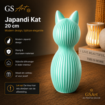 GSArt Japandi Kat 20 cm &ndash; Modern 3D Geprint Decoratiebeeld - Zijde Mint