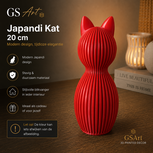 GSArt Japandi Kat 20 cm &ndash; Modern 3D Geprint Decoratiebeeld - Zijde Candy red