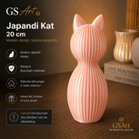 GSArt Japandi Kat 20 cm &ndash; Modern 3D Geprint Decoratiebeeld - Zijde Roze